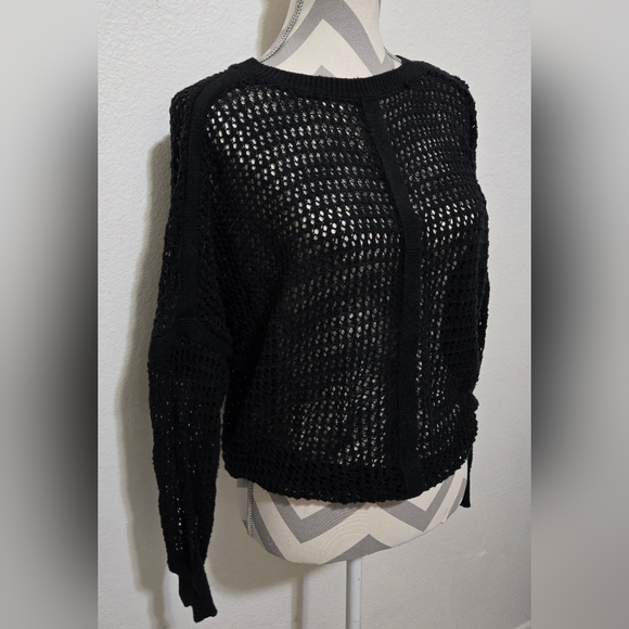 prAna Black Sharla Sweater Open Knit Long Sleeve Size Medium - Picture 2 of 11